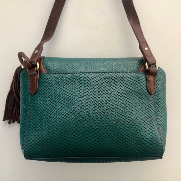 Isaac Mizrahi Teal Textured Genuine Leather Crossbody, NWOT - Picture 6 of 14